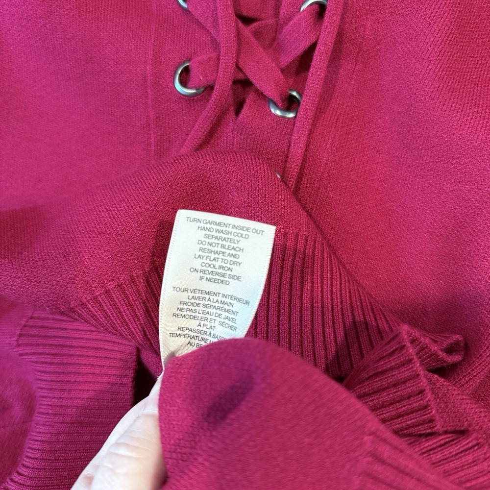 Philosophy Republic Clothing Cardinal Red Lace-Up Hoodie Sweater Women's Small - Picture 11 of 12